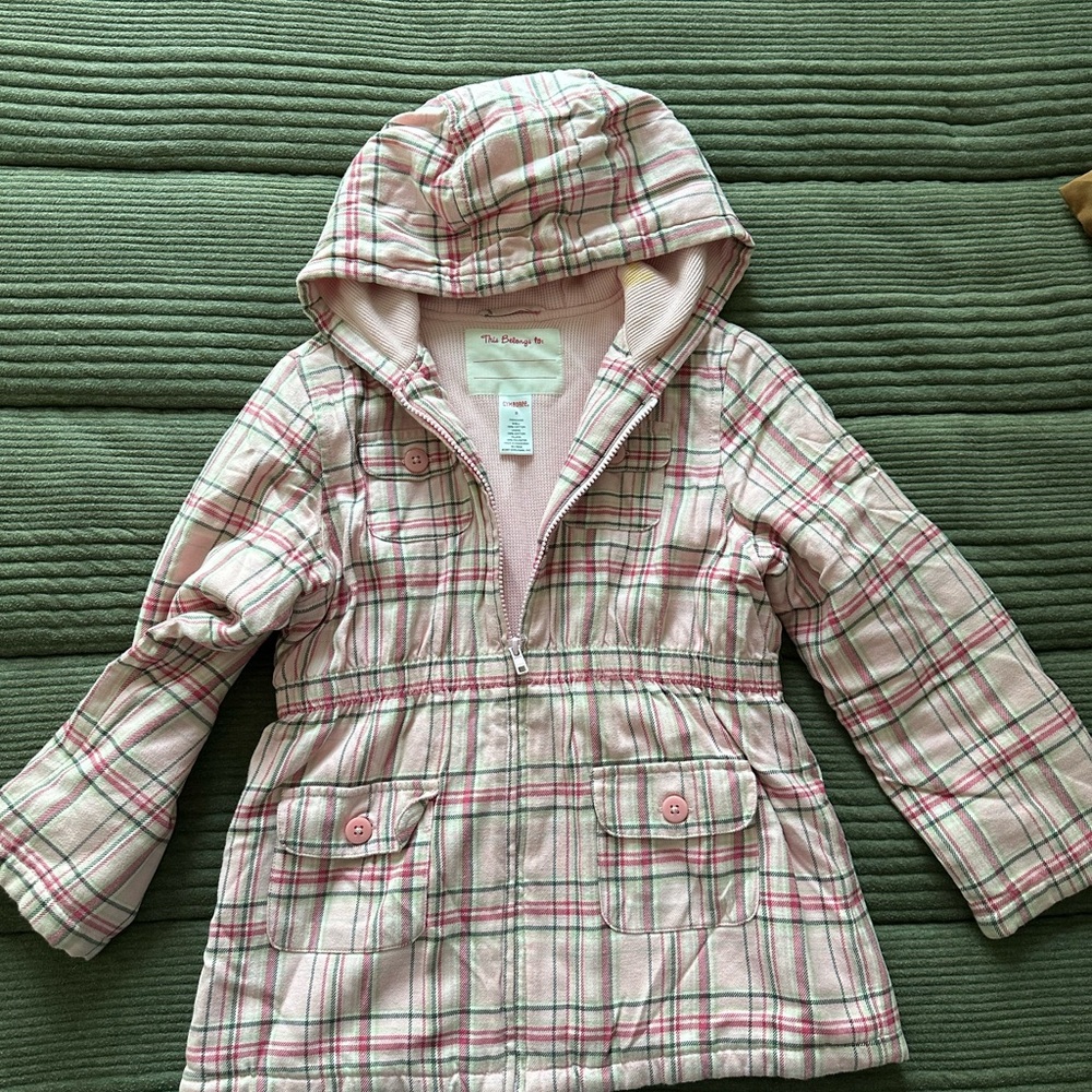 Gymboree 2009 Pink Plaid Jacket Coat with Hood  8